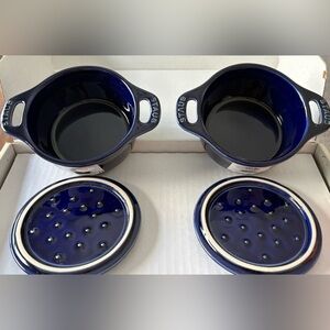 NIB Cottagecore Vintage Staub Ceramic 10 cm / 4" Round Cocotte two-piece set